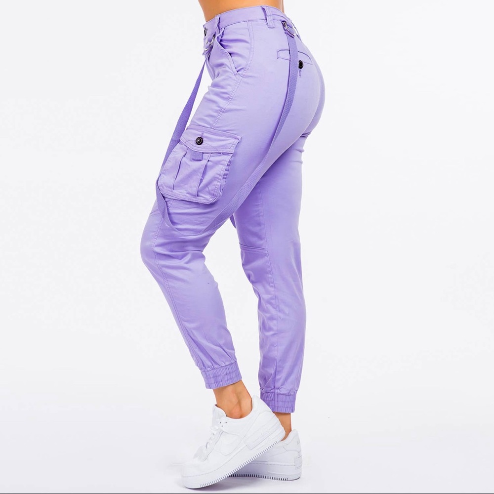 Purple Cargo Joggers
